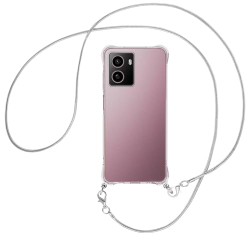 mtb more energy® Handykette kompatibel mit HMD Pulse Plus 4G / HMD Pulse Pro 4G - silberfarbene Snake-Kette/Metallteile: Gold - Smartphone Hülle zum Umhängen - TPU Case von mtb more energy