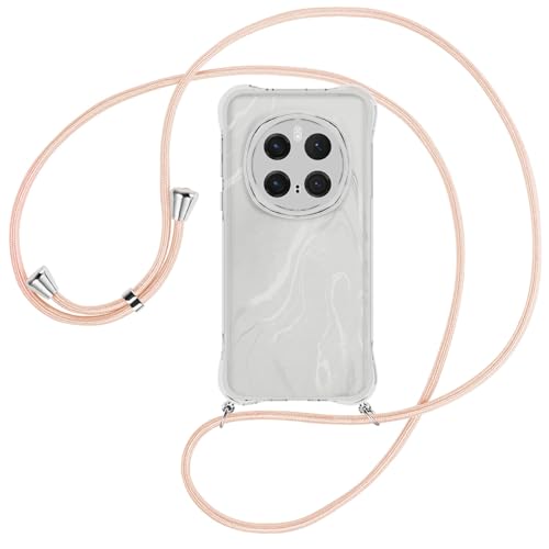 mtb more energy® Handykette kompatibel mit Honor Magic 7 Pro 5G - Rose Peach/Metallteile: Silber - Smartphone Hülle zum Umhängen - Anti Shock Full TPU Case von mtb more energy