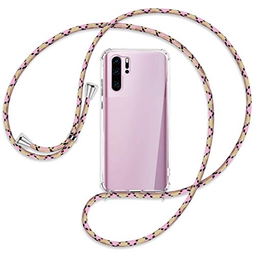 mtb more energy Handykette kompatibel mit Huawei P30 Pro, P30 Pro New Edition (6.47'') - Raute Argyle Rosa - Smartphone Hülle zum Umhängen - Anti Shock Full TPU Case von mtb more energy