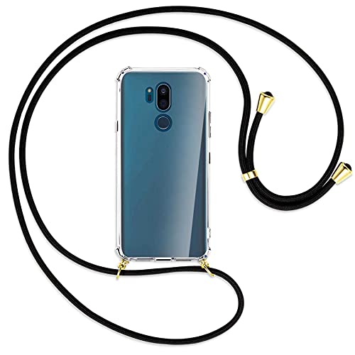 mtb more energy® Handykette kompatibel mit LG G7 ThinQ, LG G7+ (6.1'') - schwarz/Gold - Smartphone Hülle zum Umhängen - Anti Shock Strong Strong TPU Case von mtb more energy