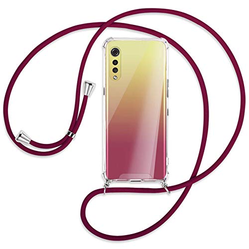 mtb more energy® Handykette kompatibel mit LG Velvet (LM-G900, 6.8'') - dunkelrot - Smartphone Hülle zum Umhängen - Anti Shock Strong TPU Case von mtb more energy