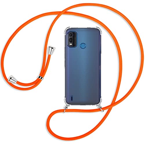 mtb more energy® Handykette kompatibel mit Nokia G11 Plus - Neon Orange - Smartphone Hülle zum Umhängen - Anti Shock Full TPU Case von mtb more energy