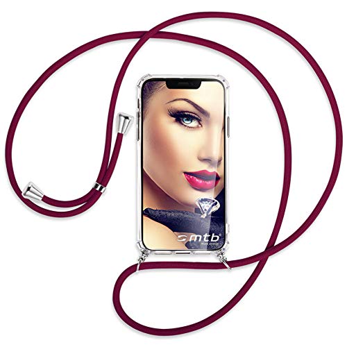 mtb more energy® Handykette kompatibel mit Nokia G42 5G - dunkelrot - Smartphone Hülle zum Umhängen - Anti Shock Full TPU Case von mtb more energy