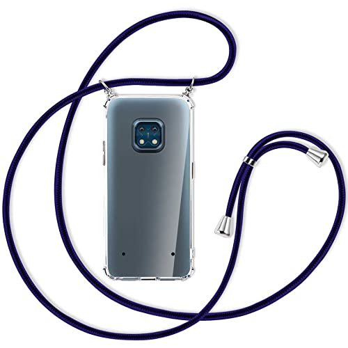 mtb more energy® Handykette kompatibel mit Nokia XR20 (6.67'') - Blue Line - Befestigung Oben - Smartphone Hülle zum Umhängen - Anti Shock TPU Case von mtb more energy