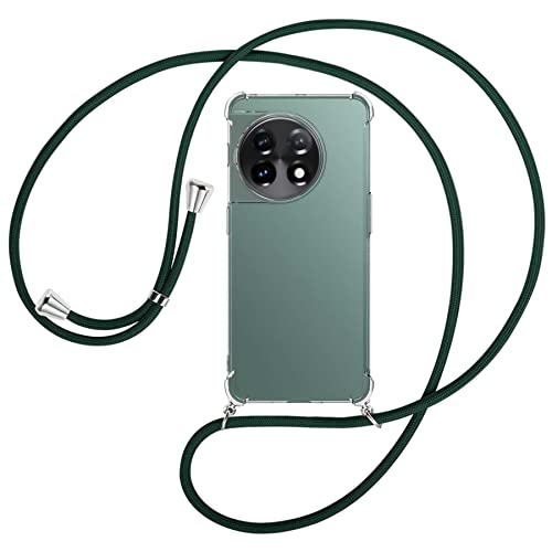 mtb more energy® Handykette kompatibel mit OnePlus 11 - dunkelgrün - Smartphone Hülle zum Umhängen - Anti Shock Full TPU Case von mtb more energy