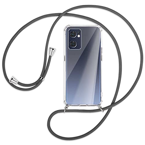 mtb more energy® Handykette kompatibel mit Oppo Find X5 Lite (6.43'') - dunkelgrau - Smartphone Hülle zum Umhängen - Anti Shock Full TPU Case von mtb more energy