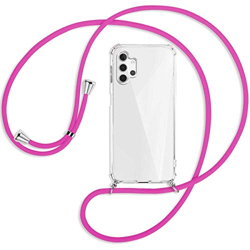 mtb more energy® Handykette kompatibel mit Samsung Galaxy A32 5G (SM-A326, 6.5'') - Hot Pink - Smartphone Hülle zum Umhängen - Anti Shock Full TPU Case von mtb more energy