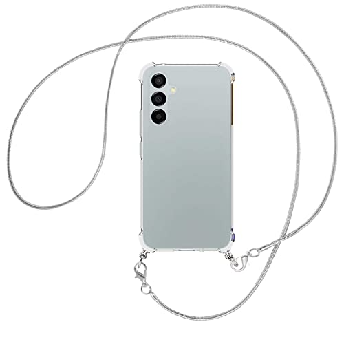mtb more energy® Handykette kompatibel mit Samsung Galaxy A54 5G - Metallkette (Snake Silber) - Smartphone Hülle zum Umhängen - Anti Shock Full TPU Case von mtb more energy