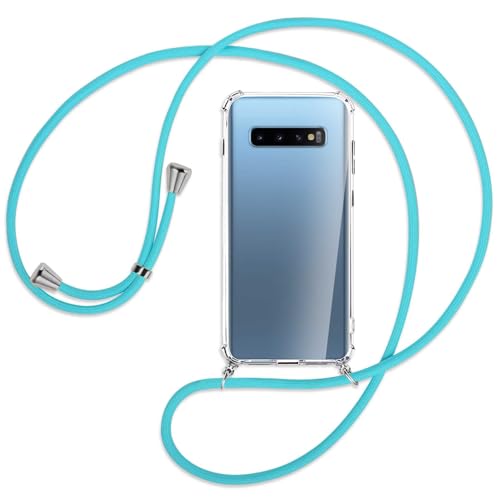 mtb more energy Handykette kompatibel mit Samsung Galaxy S10+, S10 Plus (SM-G975, 6.4'') - türkis - Smartphone Hülle zum Umhängen - Anti Shock Full TPU Case von mtb more energy