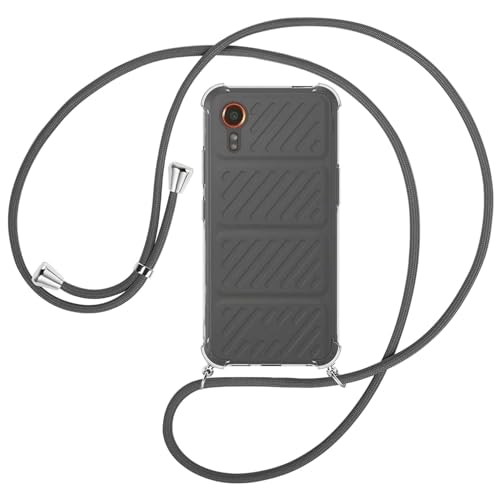 mtb more energy® Handykette kompatibel mit Samsung Galaxy Xcover 7 - dunkelgrau/Metallteile: Silber - Smartphone Hülle zum Umhängen - TPU Case von mtb more energy
