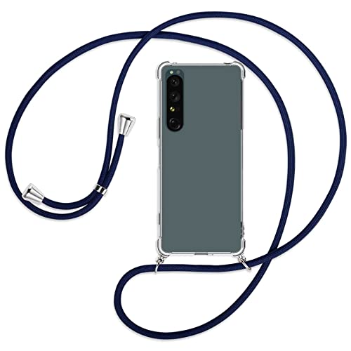 mtb more energy® Handykette kompatibel mit Sony Xperia 1 IV (6.5'') - dunkelblau - Smartphone Hülle zum Umhängen - Anti Shock Full TPU Case von mtb more energy