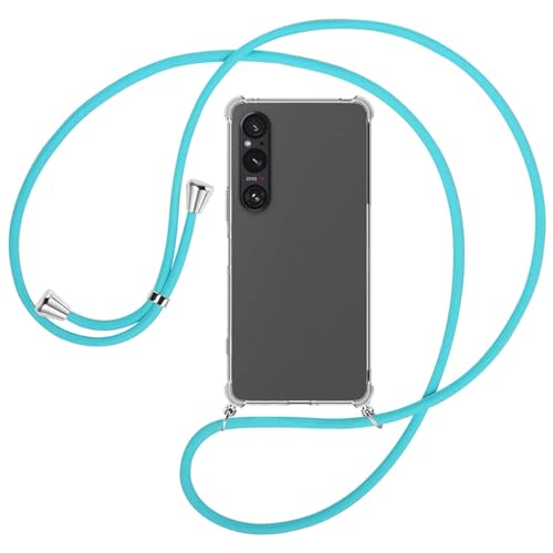 mtb more energy® Handykette kompatibel mit Sony Xperia 1 VI - türkis/Metallteile: Silber - Smartphone Hülle zum Umhängen - TPU Case von mtb more energy