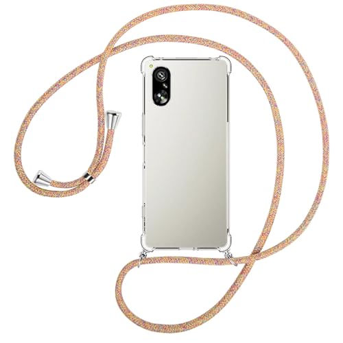 mtb more energy® Handykette kompatibel mit Sony Xperia 5 V - Rainbow - Smartphone Hülle zum Umhängen - Anti Shock Full TPU Case von mtb more energy