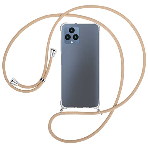 mtb more energy® Handykette kompatibel mit Telekom T Phone - beige - Smartphone Hülle zum Umhängen - Anti Shock Full TPU Case von mtb more energy