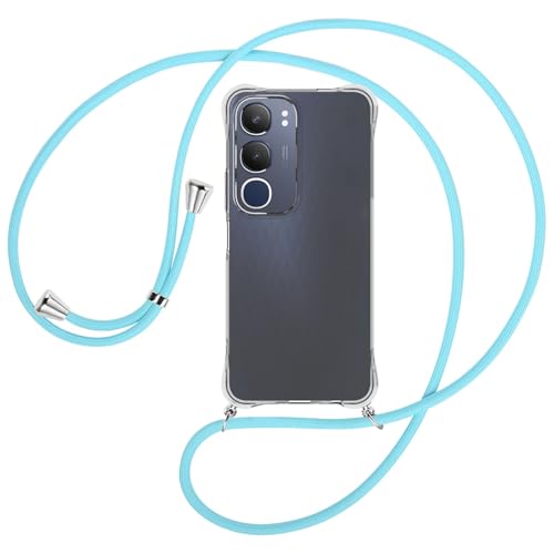 mtb more energy® Handykette kompatibel mit Vivo Y19S 4G - himmelblau/Metallteile: Silber - Smartphone Hülle zum Umhängen - Anti Shock Full TPU Case von mtb more energy