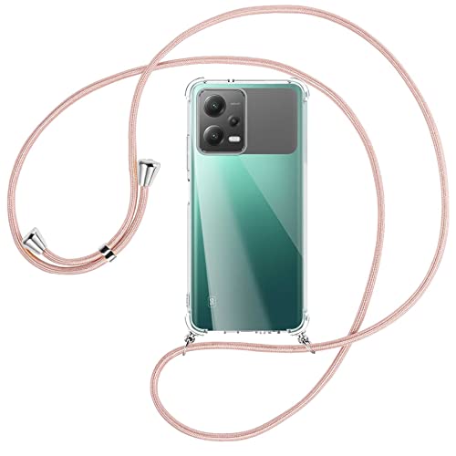 mtb more energy® Handykette kompatibel mit Xiaomi Redmi Note 12 5G, Poco X5 5G - roségold - Smartphone Hülle zum Umhängen - Anti Shock Full TPU Case von mtb more energy