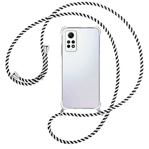 mtb more energy® Handykette kompatibel mit Xiaomi Redmi Note 12 Pro 4G - Black & White - Smartphone Hülle zum Umhängen - Anti Shock Full TPU Case von mtb more energy