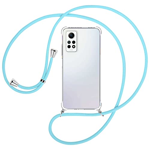 mtb more energy® Handykette kompatibel mit Xiaomi Redmi Note 12 Pro 4G - Himmelblau - Smartphone Hülle zum Umhängen - Anti Shock Full TPU Case von mtb more energy
