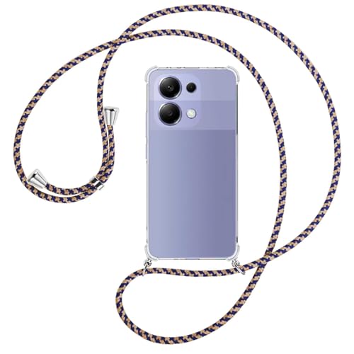 mtb more energy® Handykette kompatibel mit Xiaomi Redmi Note 13 4G (6.67'') - blau+beige/Metallteile: Silber - Smartphone Hülle zum Umhängen - TPU Case von mtb more energy