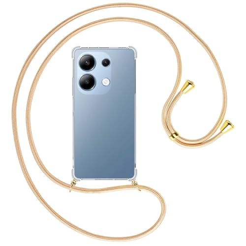 mtb more energy® Handykette kompatibel mit Xiaomi Redmi Note 13 Pro 4G (6.67'') - Goldkordel/Metallteile: Gold - Smartphone Hülle zum Umhängen - TPU Case von mtb more energy