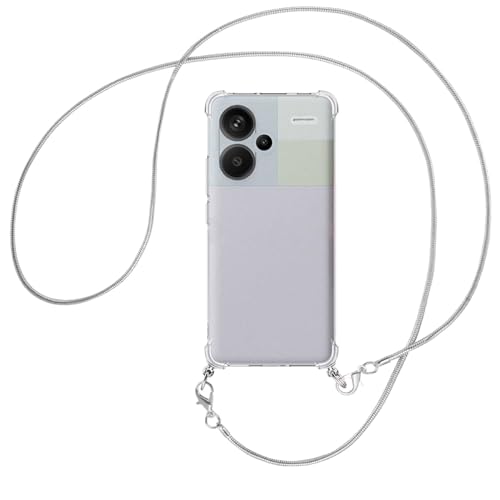 mtb more energy® Handykette kompatibel mit Xiaomi Redmi Note 13 Pro Plus (6.67'') - silberfarbene Snake-Kette/Metallteile: Gold - Smartphone Hülle zum Umhängen - TPU Case von mtb more energy