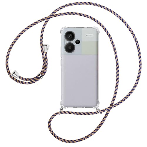 mtb more energy® Handykette kompatibel mit Xiaomi Redmi Note 13 Pro Plus (6.67'') - blau+beige/Metallteile: Silber - Smartphone Hülle zum Umhängen - TPU Case von mtb more energy