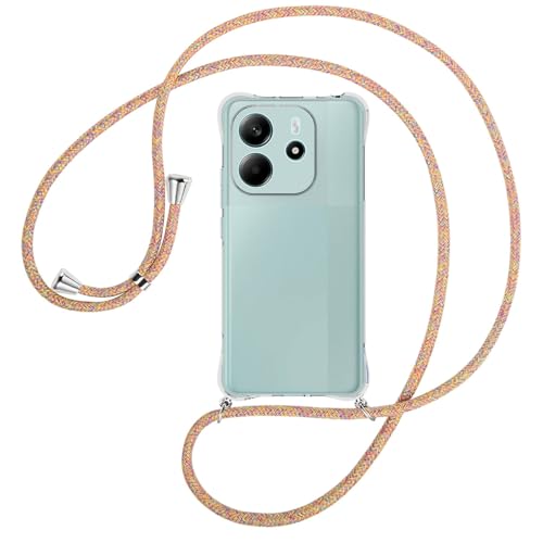 mtb more energy® Handykette kompatibel mit Xiaomi Redmi Note 14 4G - Rainbow/Metallteile: Silber - Smartphone Hülle zum Umhängen - Anti Shock Full TPU Case von mtb more energy