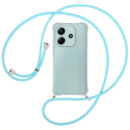 mtb more energy® Handykette kompatibel mit Xiaomi Redmi Note 14 4G - himmelblau/Metallteile: Silber - Smartphone Hülle zum Umhängen - Anti Shock Full TPU Case von mtb more energy