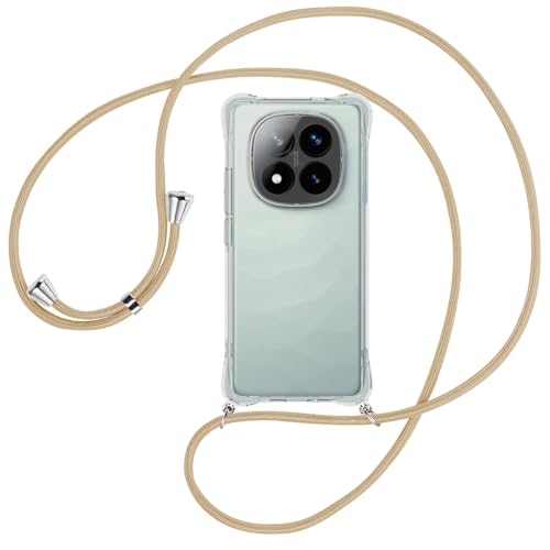 mtb more energy® Handykette kompatibel mit Xiaomi Redmi Note 14 Pro Plus 5G - Caramel/Metallteile: Silber - Smartphone Hülle zum Umhängen - Anti Shock Full TPU Case von mtb more energy