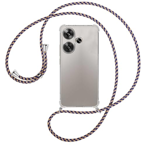 mtb more energy® Handykette kompatibel mit Xiaomi Redmi Turbo 3 5G (6.67'') - blau+beige/Metallteile: Silber - Smartphone Hülle zum Umhängen - TPU Case von mtb more energy
