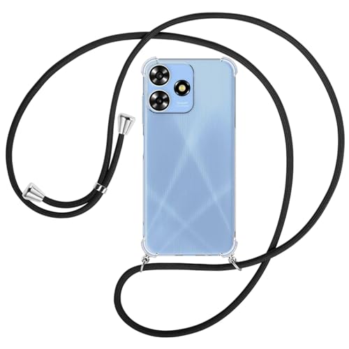 mtb more energy® Handykette kompatibel mit ZTE Blade A73 4G - schwarz - Smartphone Hülle zum Umhängen - Anti Shock Full TPU Case von mtb more energy