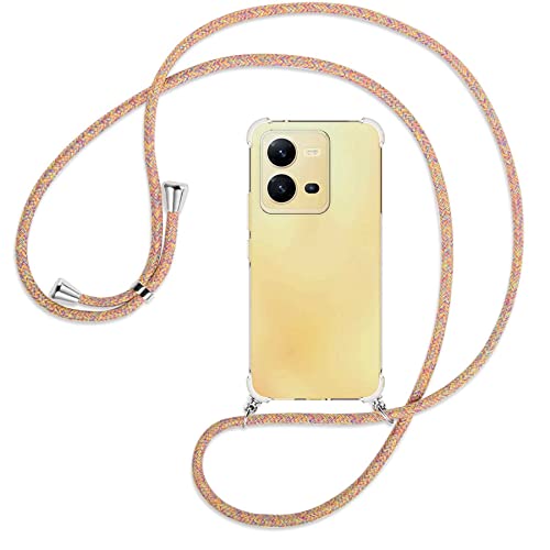 mtb more energy® Handykette kompatibel mit vivo X80 Lite - Rainbow - Smartphone Hülle zum Umhängen - Anti Shock Full TPU Case von mtb more energy