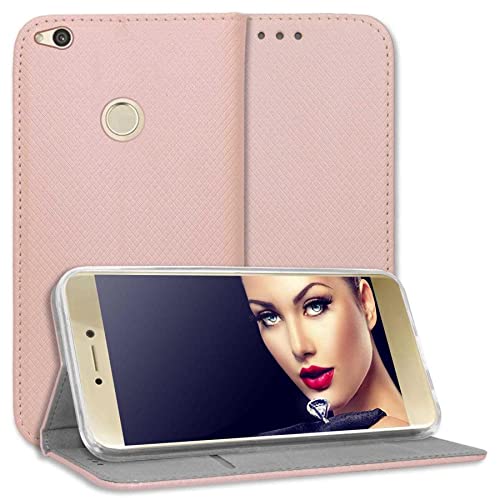 mtb more energy® Klapphülle Smart Magnet kompatibel mit Huawei P8 Lite 2017, Honor 8 Lite (5.2'') - Rosegold - Bookstyle - Klapp-Cover Hülle Case von mtb more energy