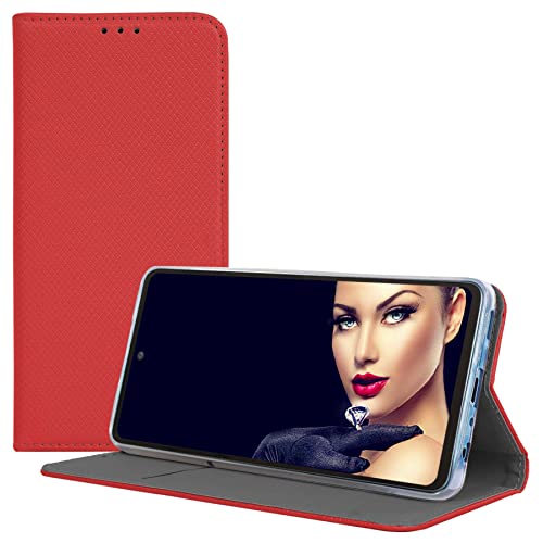 mtb more energy® Klapphülle Smart Magnet kompatibel mit Motorola Moto G34 5G - Rot - Bookstyle - Klapp-Cover Wallet Case von mtb more energy