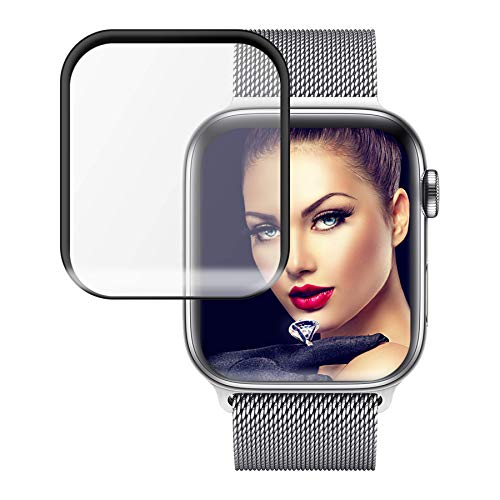 mtb more energy® Premium 5D Hybrid Schutzglas für Apple Watch 4, 5, 6, Watch SE (40 mm) - schwarzer Rahmen - komplette Display Abdeckung - Flexible Curved Tempered Glass Hartglas Glasfolie von mtb more energy