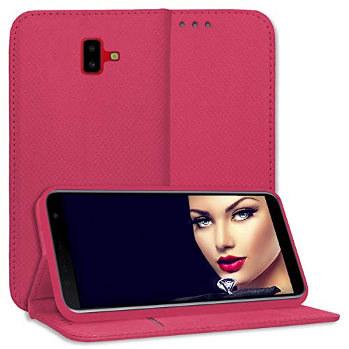 mtb more energy® Schutz-Tasche Bookstyle für Samsung Galaxy J6 Plus, J6+ 2018 (SM-J610, 6.0'') - Hot Pink - Kunstleder - Klapp-Cover Hülle Wallet Case von mtb more energy