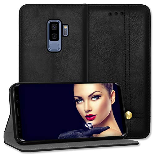 mtb more energy® Schutz-Tasche Prestige für Samsung Galaxy S9 Plus (SM-G965, 6.2'') - schwarz - Kunstleder - Bookstyle Wallet Cover Hülle Case von mtb more energy