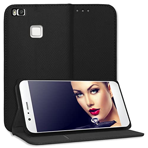 mtb more energy® Schutz-Tasche Smart Magnet kompatibel mit Huawei P9 Lite (VNS-L21,… / 5.2'') - schwarz - Bookstyle - Klapp-Cover Hülle Wallet Case von mtb more energy