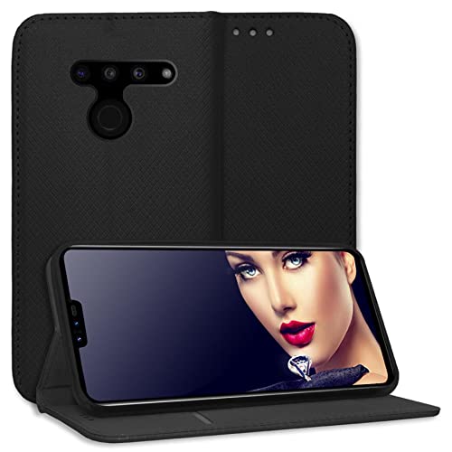 mtb more energy® Schutz-Tasche Smart Magnet kompatibel mit LG V50 ThinQ 5G (LM-V500EM, 6.4'') - schwarz - Bookstyle - Klapp-Cover Hülle Wallet Case von mtb more energy