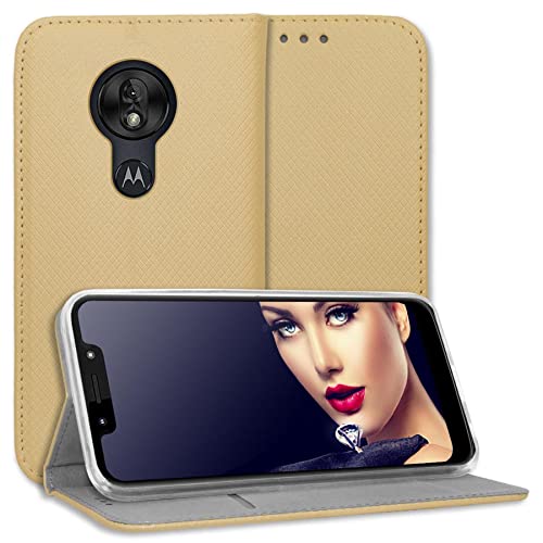 mtb more energy® Schutz-Tasche Smart Magnet kompatibel mit Motorola Moto G7 Play (5.7'') - Gold - Bookstyle - Klapp-Cover Hülle Wallet Case von mtb more energy
