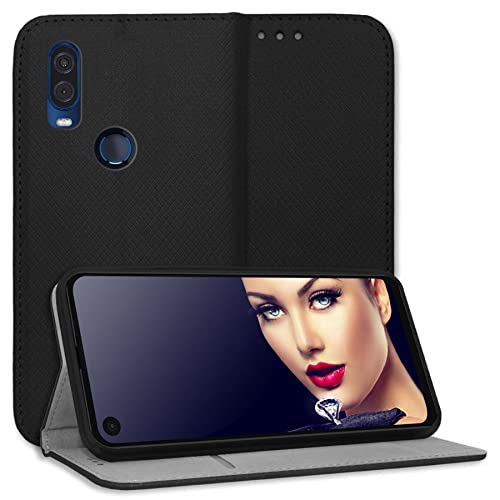 mtb more energy® Schutz-Tasche Smart Magnet kompatibel mit Motorola One Vision (6.3'') - schwarz - Bookstyle - Klapp-Cover Hülle Wallet Case von mtb more energy