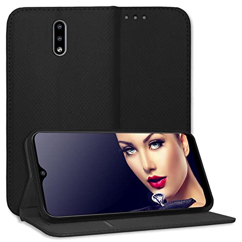 mtb more energy® Schutz-Tasche Smart Magnet kompatibel mit Nokia 2.3 (6.2'') - schwarz - Bookstyle - Klapp-Cover Hülle Wallet Case von mtb more energy