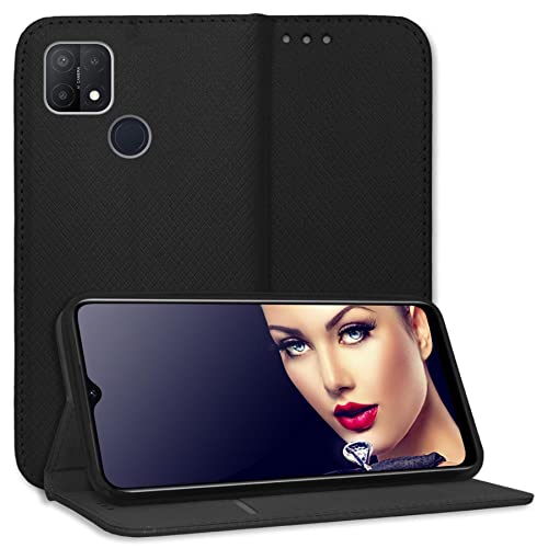 mtb more energy® Schutz-Tasche Smart Magnet kompatibel mit Oppo A15 (6.52'') - schwarz - Bookstyle - Klapp-Cover Hülle Wallet Case von mtb more energy