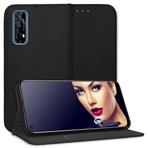 mtb more energy® Schutz-Tasche Smart Magnet kompatibel mit Realme 7 (6.5'') - schwarz - Bookstyle - Klapp-Cover Hülle Wallet Case von mtb more energy