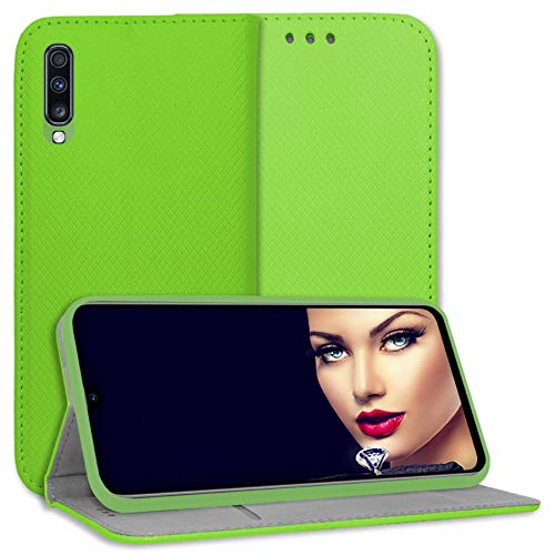 mtb more energy® Schutz-Tasche Smart Magnet kompatibel mit Samsung Galaxy A70 (SM-A705, 6.7'') - grün - Bookstyle - Klapp-Cover Hülle Wallet Case von mtb more energy