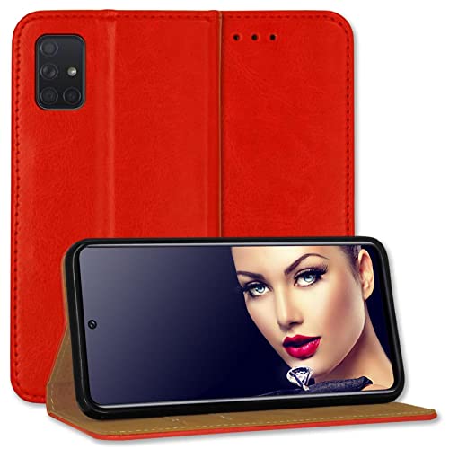mtb more energy® Schutztasche Business kompatibel mit Galaxy A71 (SM-A715, 6.7'') - rot - seitlich aufklappbar - Schutz Case Wallet Cover Hülle von mtb more energy