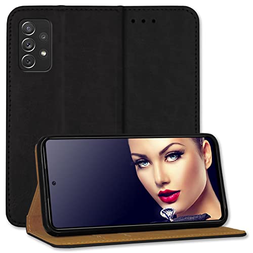 mtb more energy® Schutztasche Business kompatibel mit Samsung Galaxy A72 (SM-A725, 6.7'') - schwarz - seitlich aufklappbar - Schutz Case Wallet Cover Hülle von mtb more energy