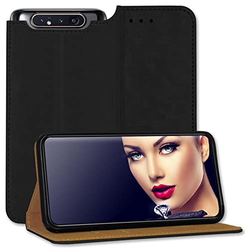 mtb more energy® Schutztasche Business kompatibel mit Samsung Galaxy A80 (SM-A805, 6.7'') - schwarz - seitlich aufklappbar - Schutz Case Wallet Cover Hülle von mtb more energy