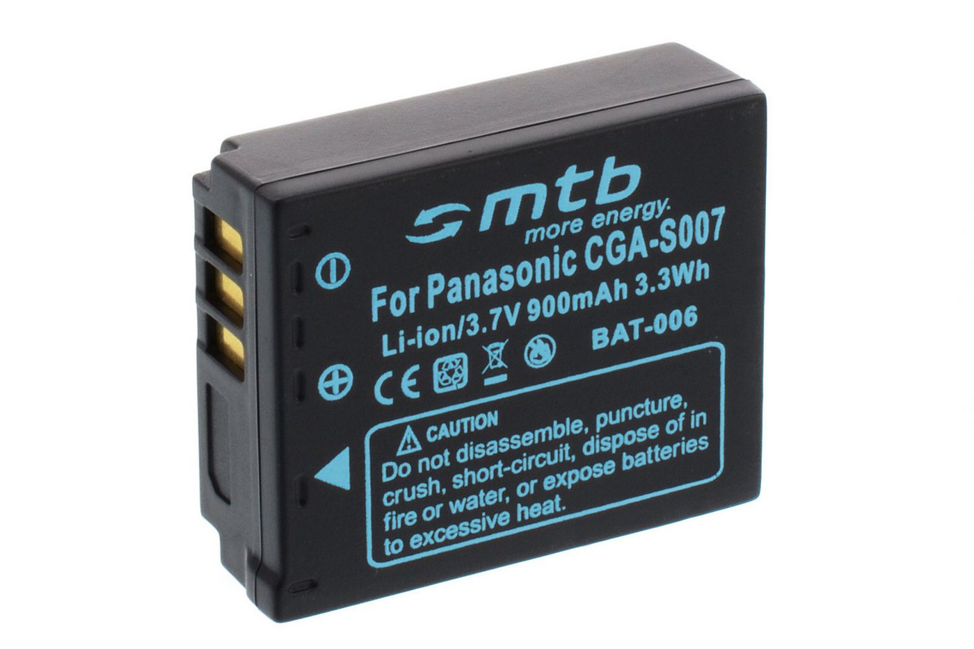 mtb more energy Digitalkamera-Akku für Panasonic CGA-S007 Kamera-Akku kompatibel mit Akku-Typ Panasonic CGA-S007 900 mAh (3,7 V) von mtb more energy