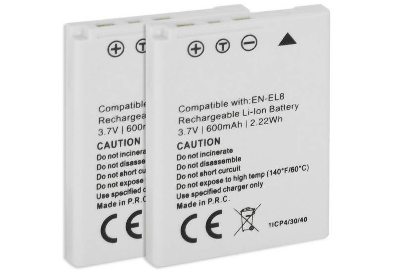 mtb more energy 2x EN-EL8 Akku für Nikon Digitalkameras Kamera-Akku kompatibel mit Akku-Typ EN-EL8 Akku Nikon Digitalkameras 600 mAh (3,7 V) von mtb more energy